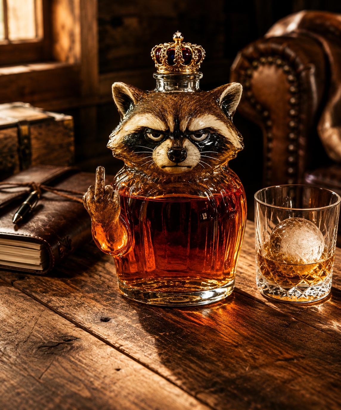 Whisky Bottle β Raccoon Rebel Edition