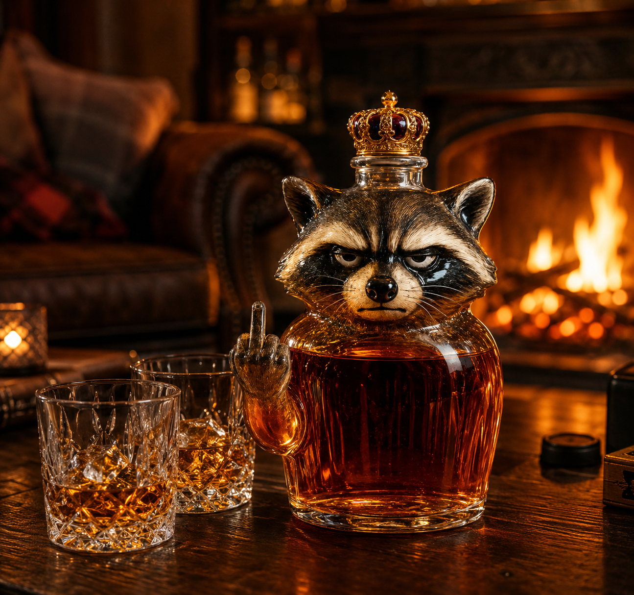 Whisky Bottle β Raccoon Rebel Edition