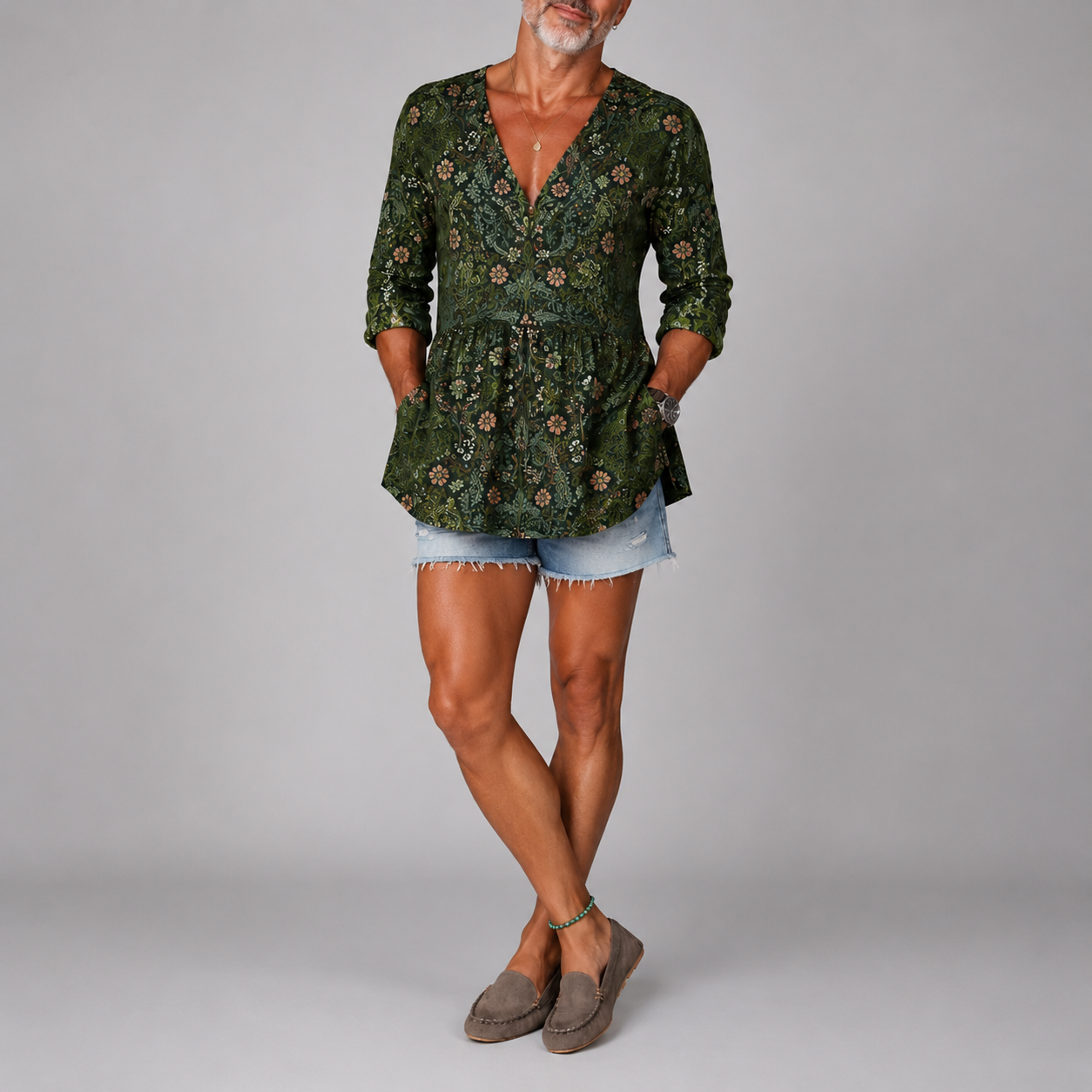 Sophia | Vintage Floral V-Neck Shirt