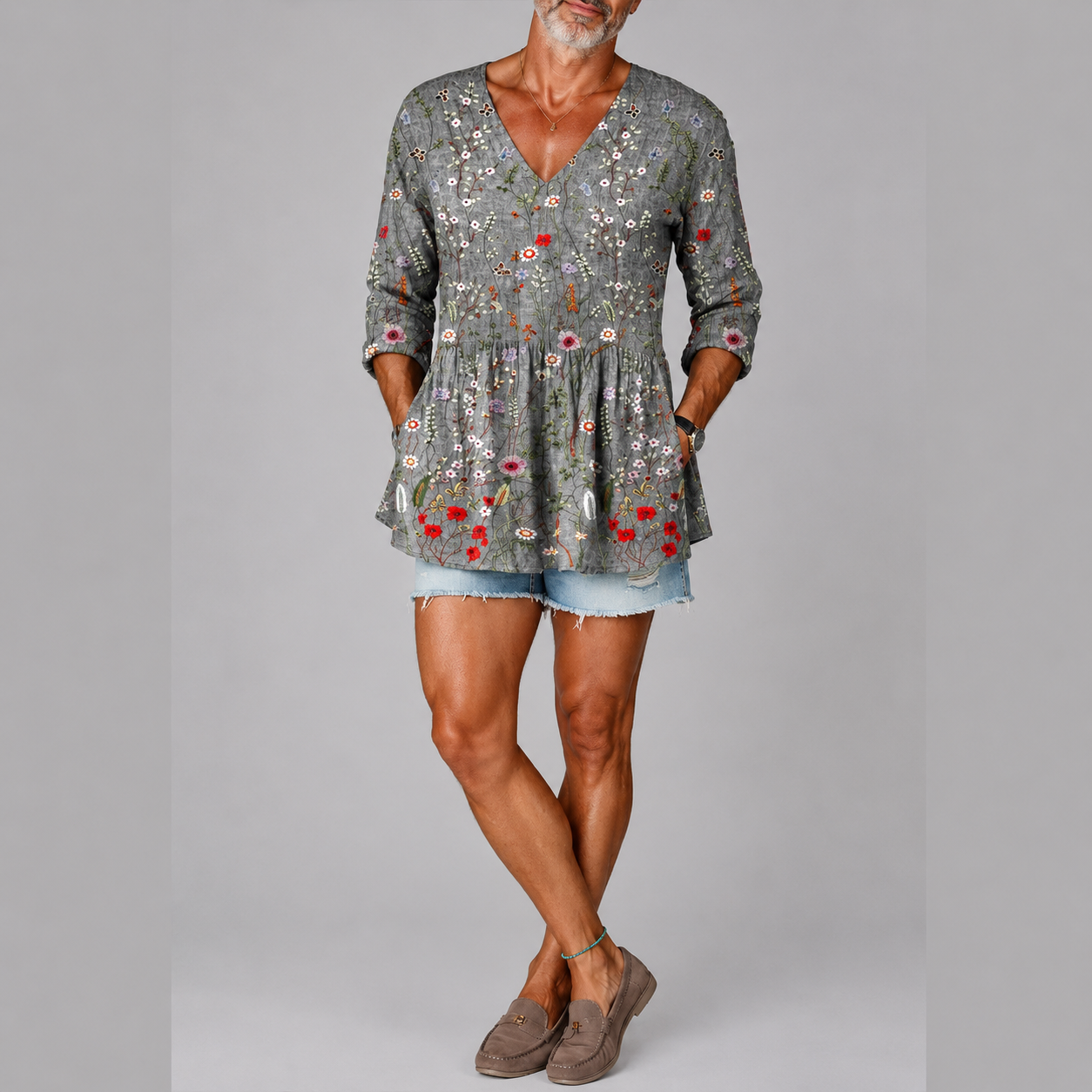 Ava | Heritage Floral V-Neck Shirt