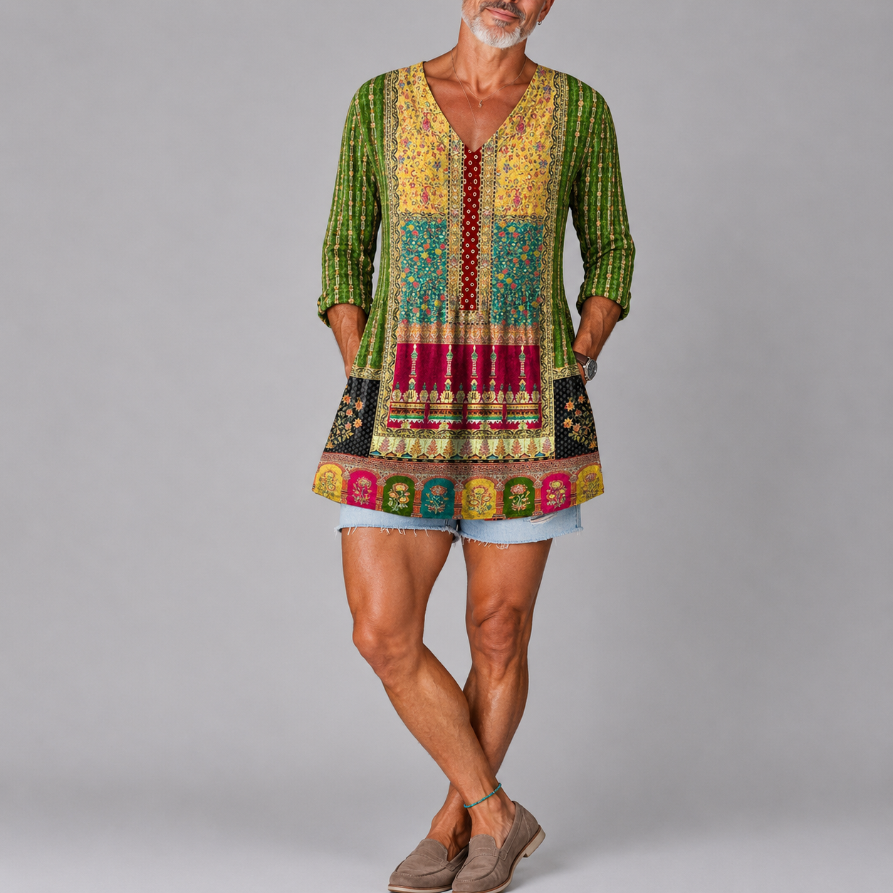Lily | Ethnic Floral V-Neck Shirt