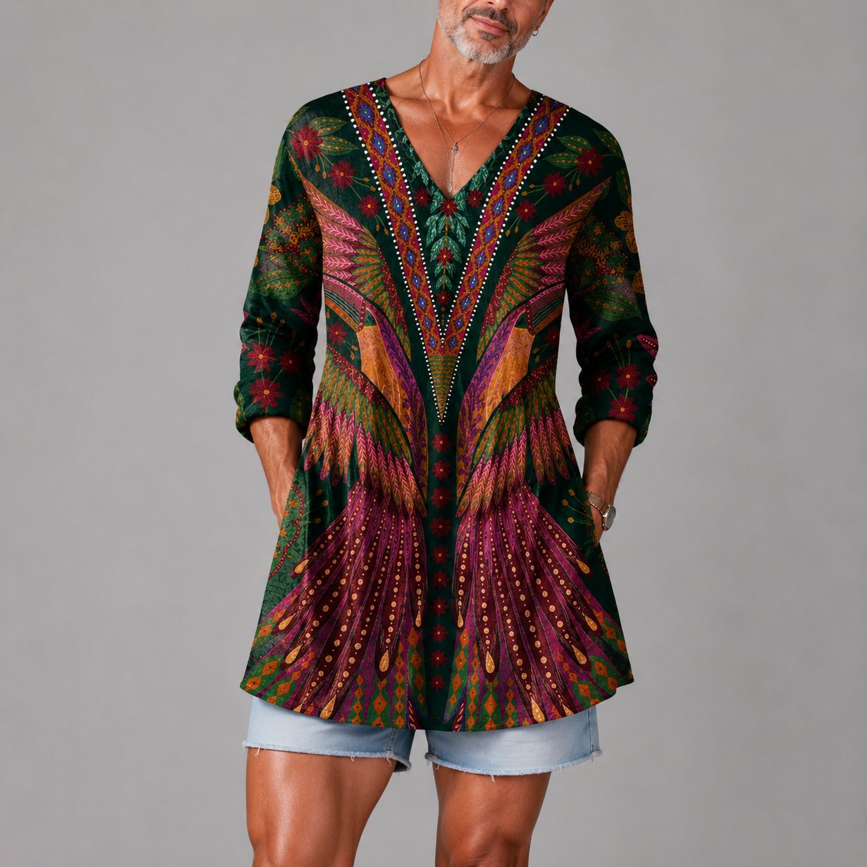 Ruby | Tropical Bird V-Neck Shirt