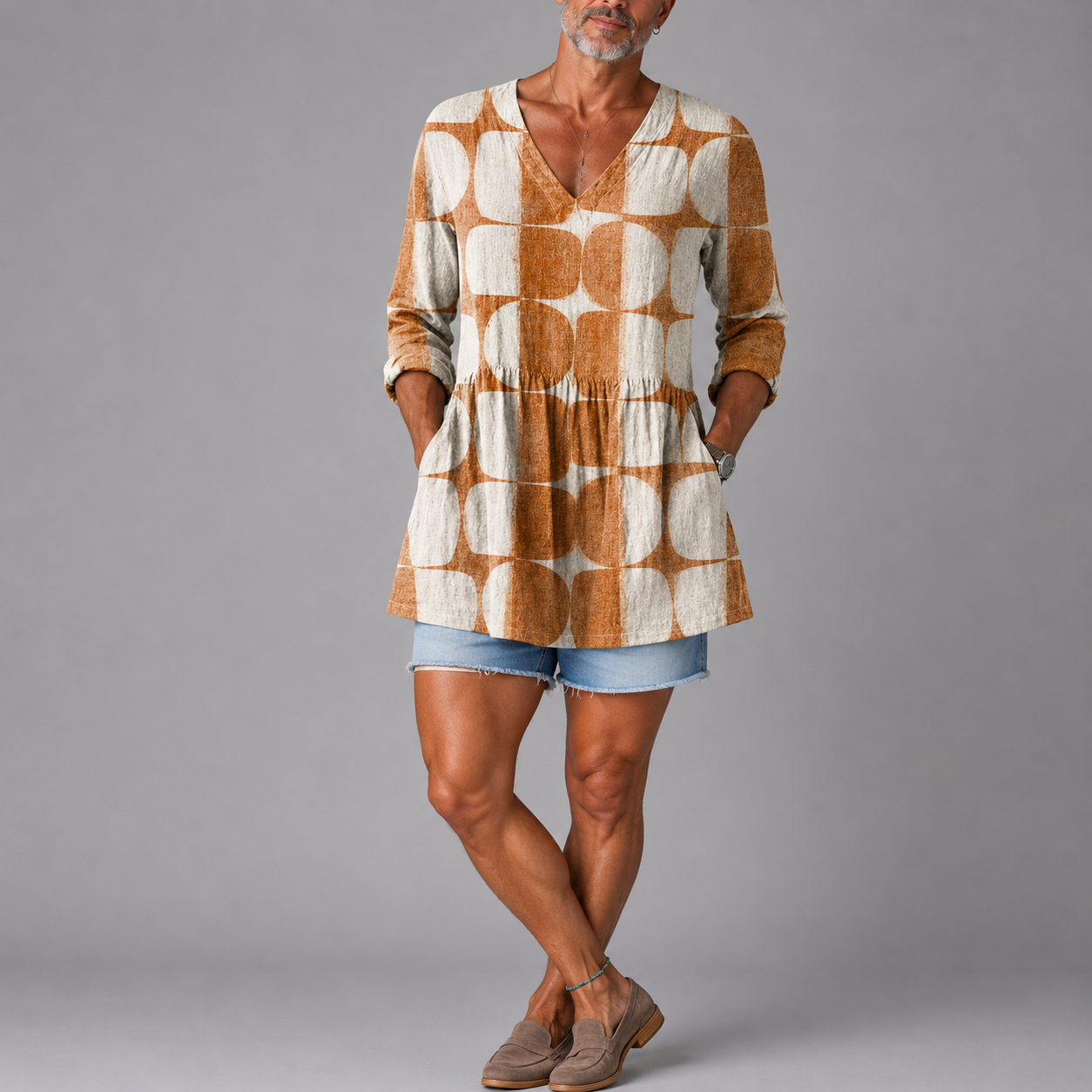 Ella | Geometric V-Neck Shirt