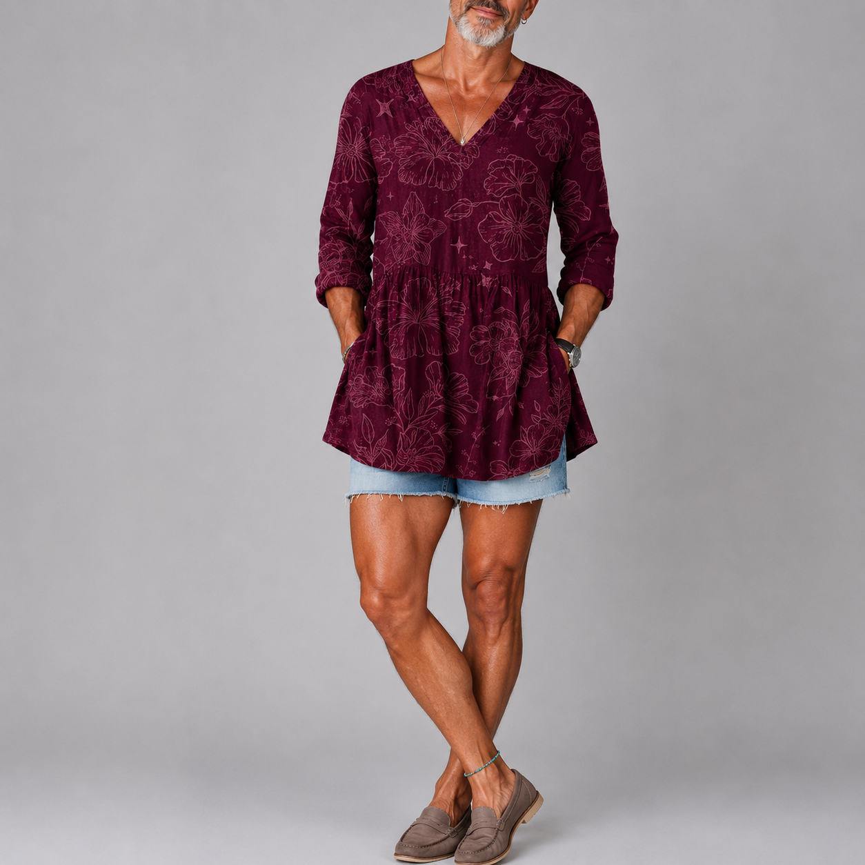 Aria | Morning Glory V-Neck Shirt