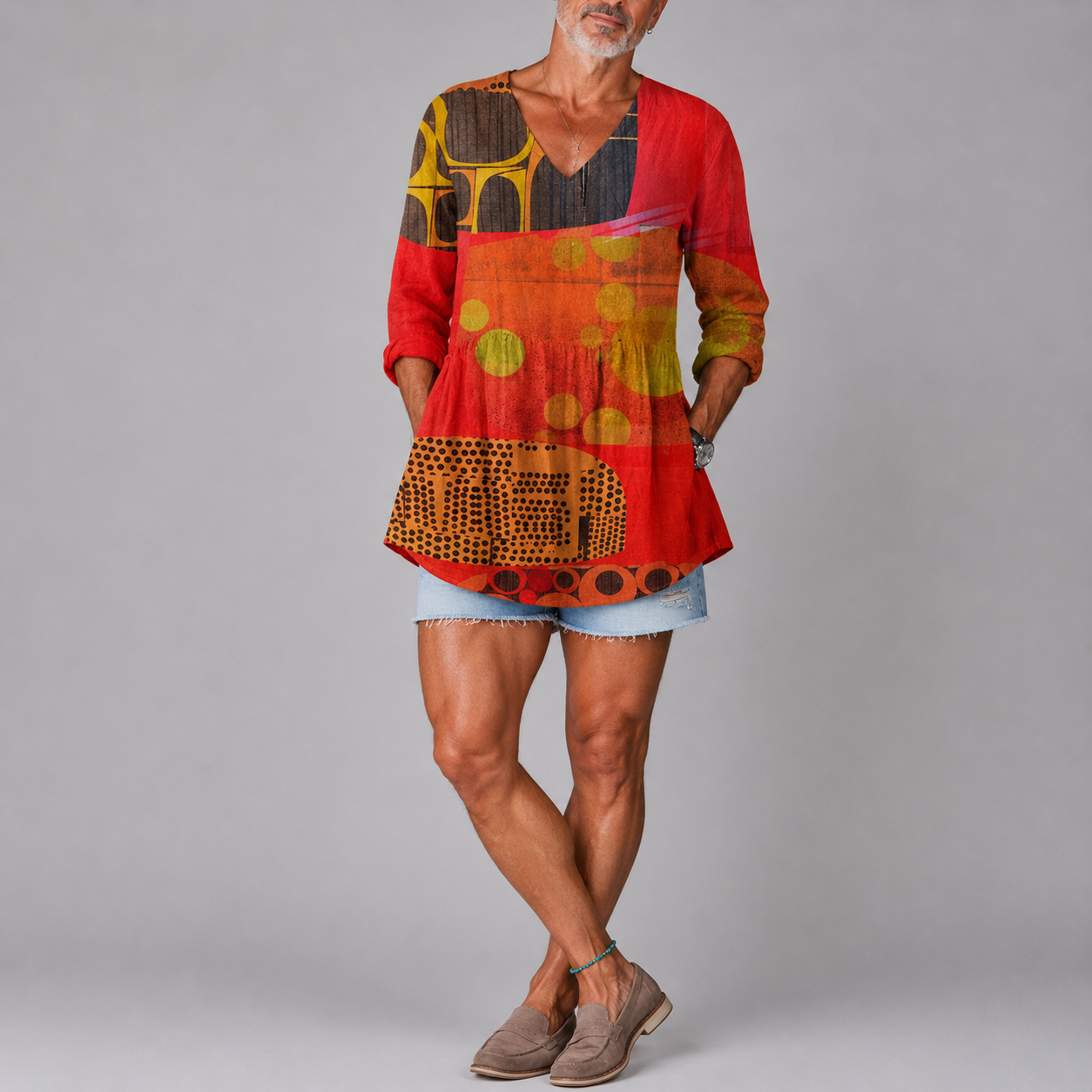 Riley | Modern Abstract V-Neck Shirt