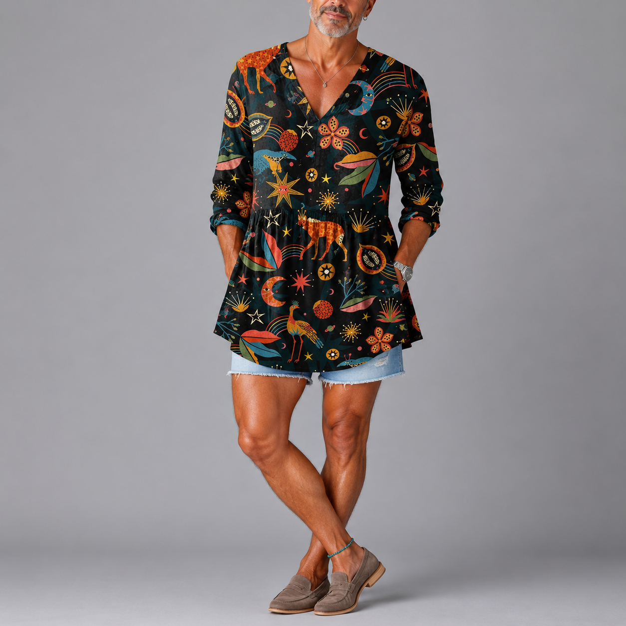 Harper | Midnight Woodland V-Neck Shirt
