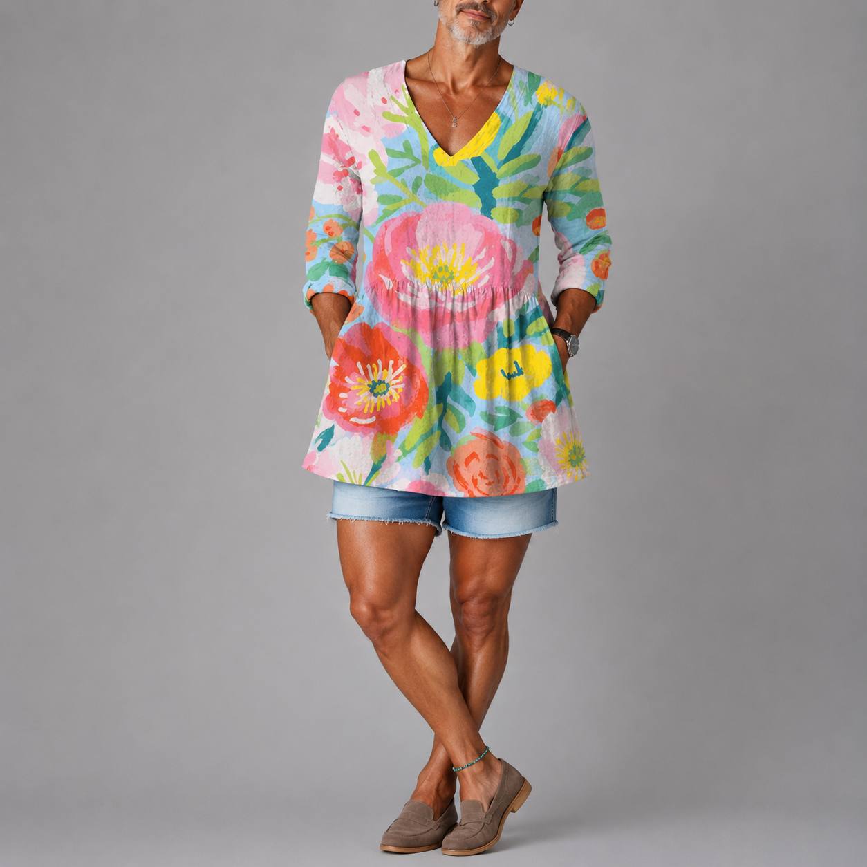 Stella | Soft Floral V-Neck Shirt