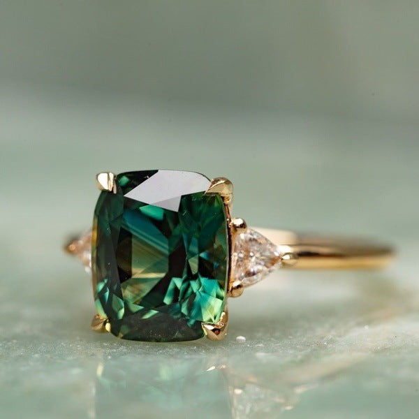 Green Precious Stone Ring Inspired by Vintage | Gold