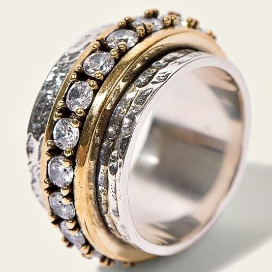 Vintage Gold and Silver Ring with Zirconia